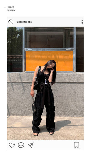 pleated cargo jeans