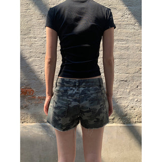 camouflage denim shorts