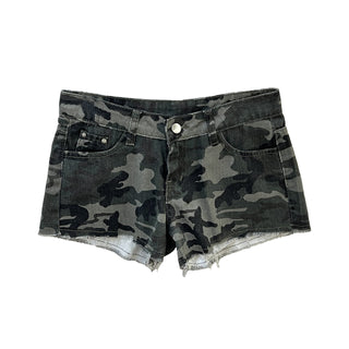 camouflage denim shorts