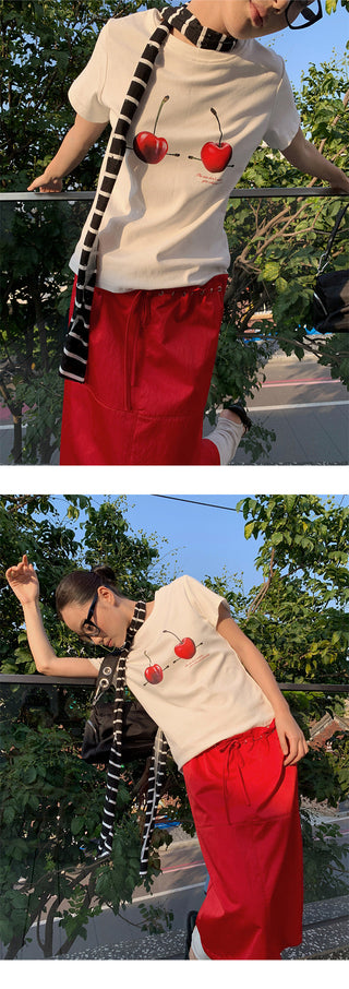 cherry print Tops