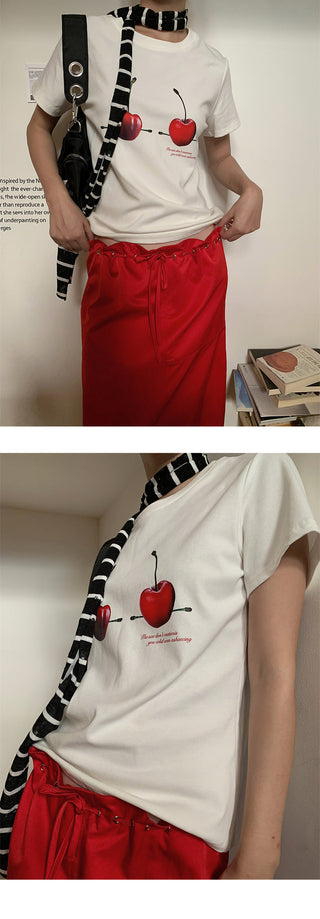 cherry print Tops