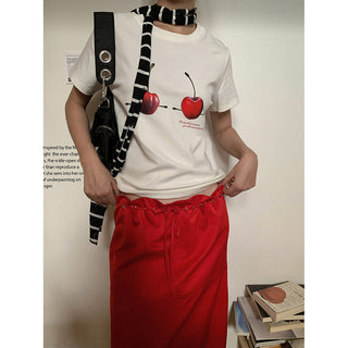 cherry print Tops