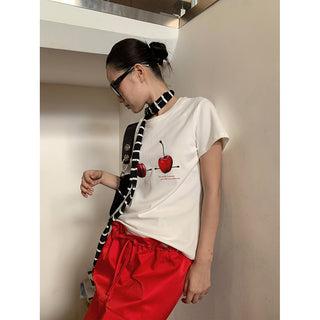 cherry print Tops
