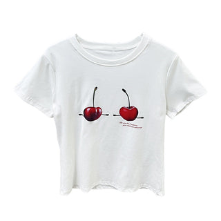 cherry print Tops
