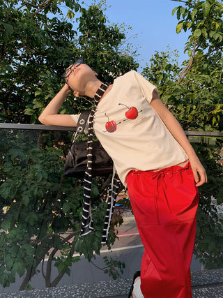 cherry print Tops