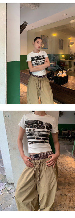 belt print Tops