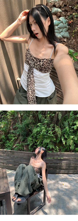 leopard suspender top
