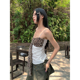 leopard suspender top