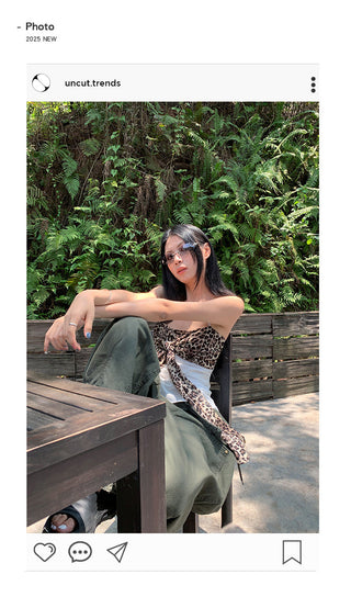 leopard suspender top