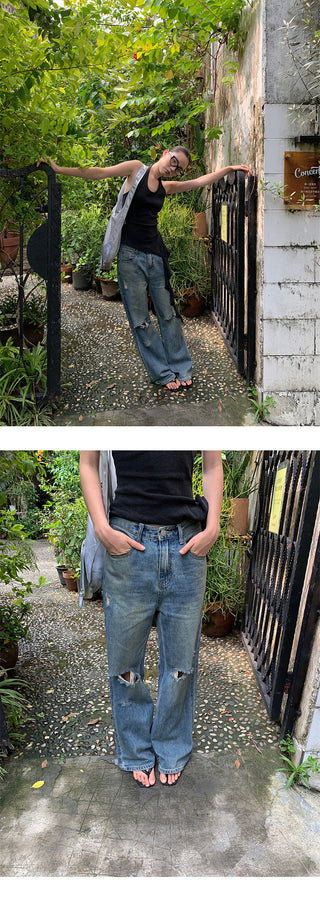 old ripped jeans