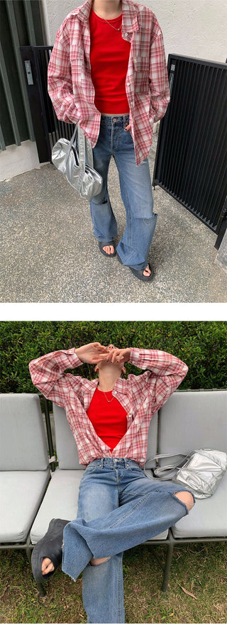 loose plaid shirt
