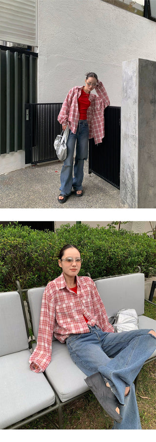 loose plaid shirt