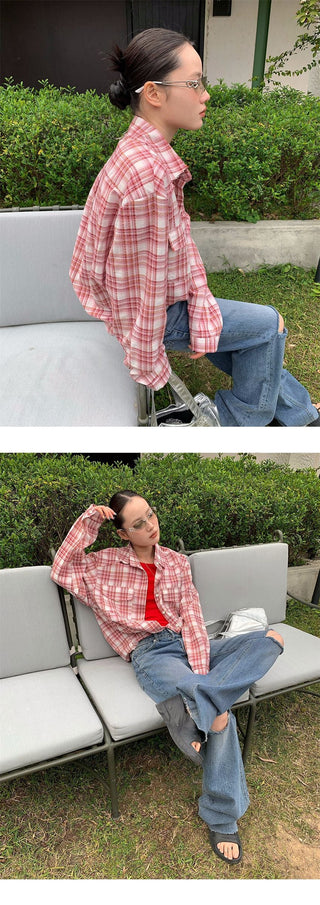 loose plaid shirt