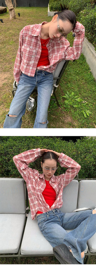 loose plaid shirt
