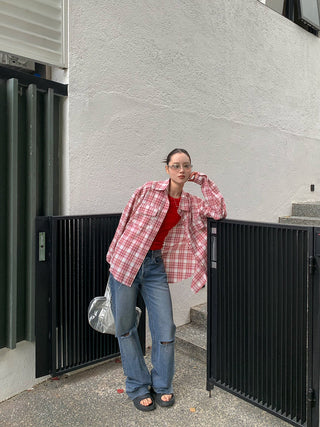 loose plaid shirt