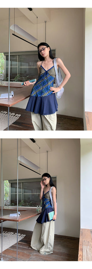 plaid halter dress