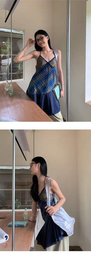 plaid halter dress