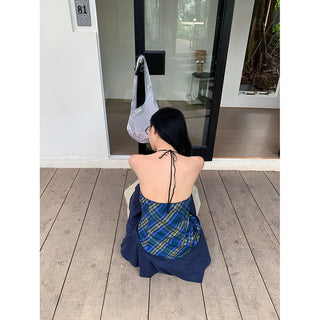 plaid halter dress