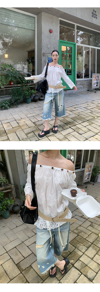 tattered wide jeans