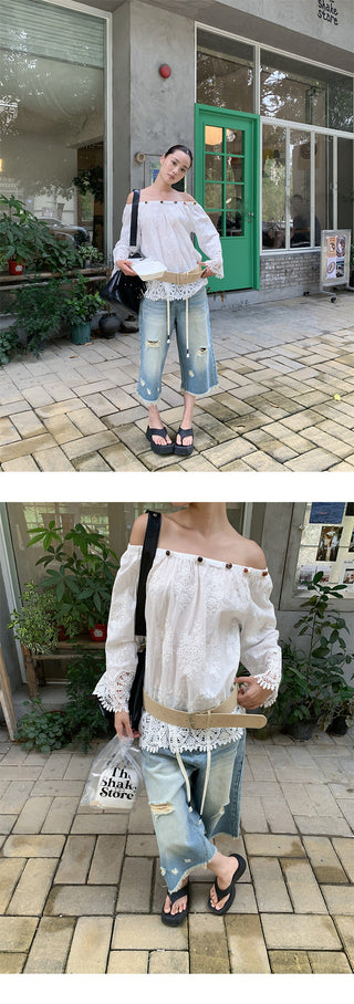 tattered wide jeans
