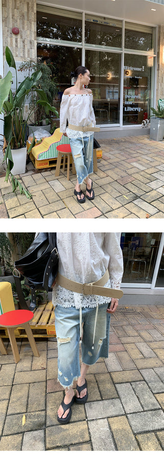 tattered wide jeans