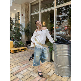 tattered wide jeans
