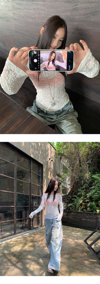 lace shoulder top