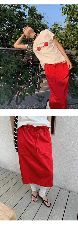 drawstring satin skirt