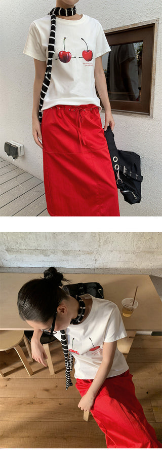 drawstring satin skirt