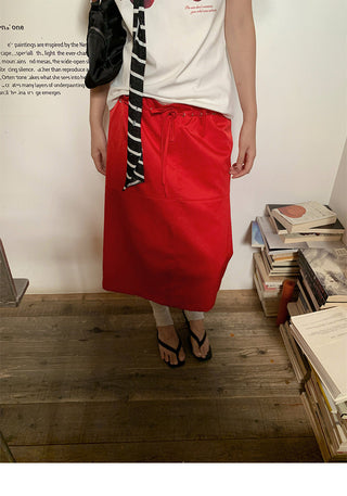 drawstring satin skirt