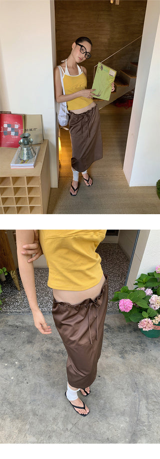 drawstring satin skirt