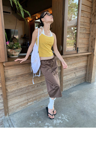 drawstring satin skirt