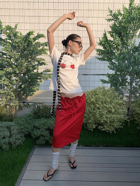 drawstring satin skirt