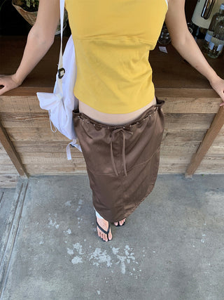 drawstring satin skirt