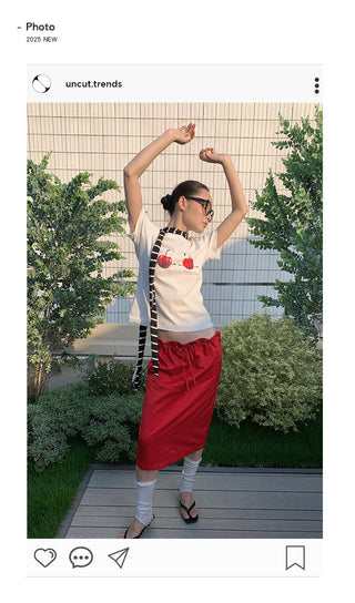 drawstring satin skirt