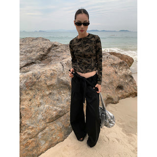 camouflage zipper top