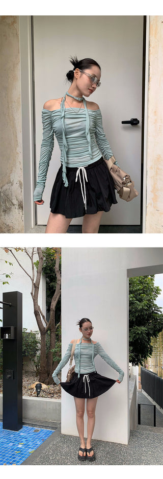 off-shoulder scarf top