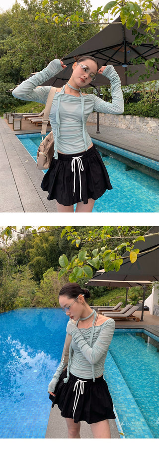 off-shoulder scarf top