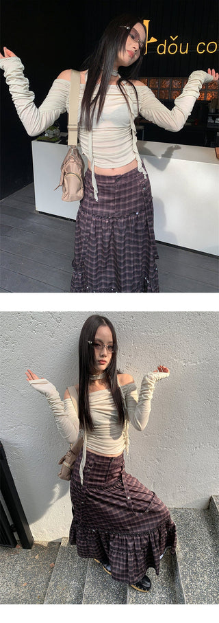 off-shoulder scarf top