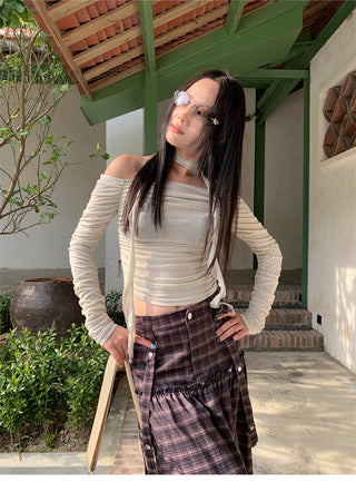 off-shoulder scarf top