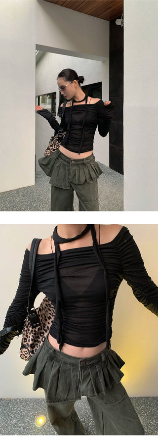 off-shoulder scarf top