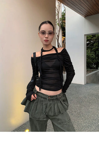 off-shoulder scarf top