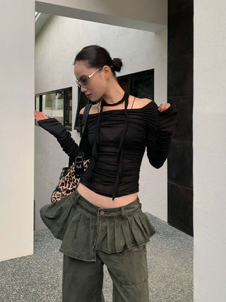 off-shoulder scarf top