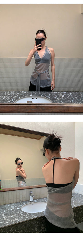 tulle backless halter