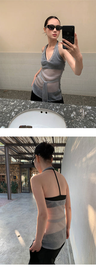 tulle backless halter