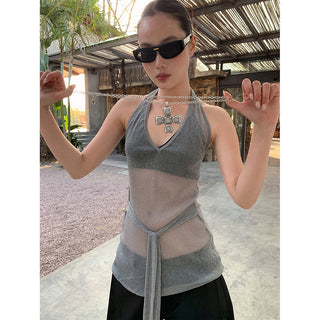 tulle backless halter