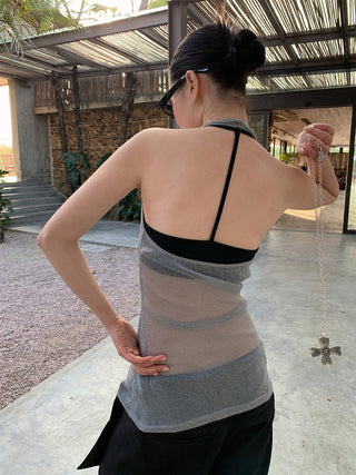 tulle backless halter