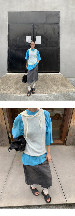 torn denim skirt