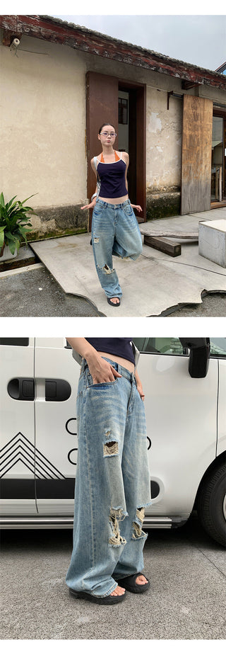 buckle wide jeans