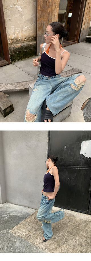 buckle wide jeans